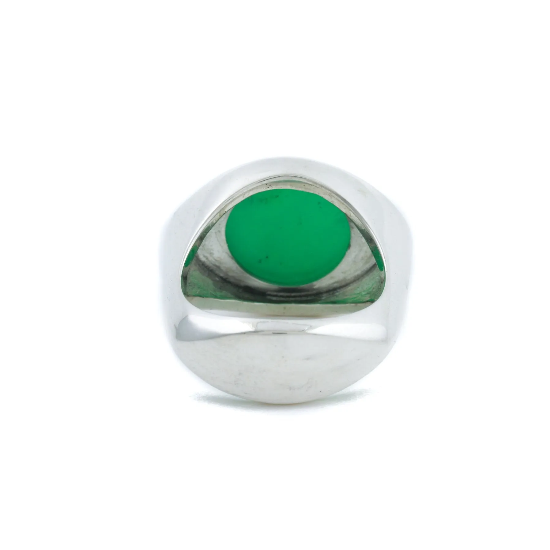 Natural Chrysoprase "God's Eye" Silver Signet Ring