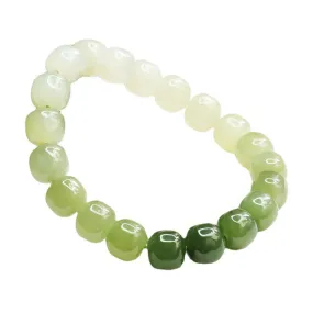Natural Hetian Jade Jasper Bracelet with Sterling Silver Beads