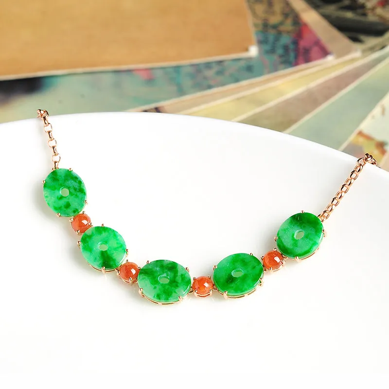 Natural Jade Bracelet Jadeite Gold Bracelet BT06