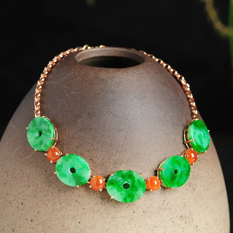 Natural Jade Bracelet Jadeite Gold Bracelet BT06