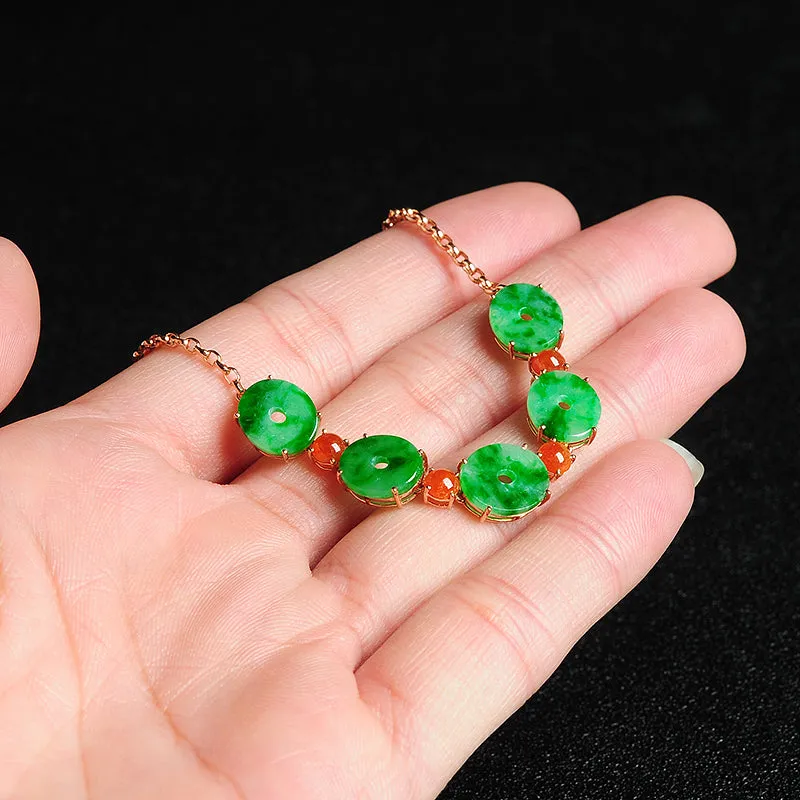 Natural Jade Bracelet Jadeite Gold Bracelet BT06