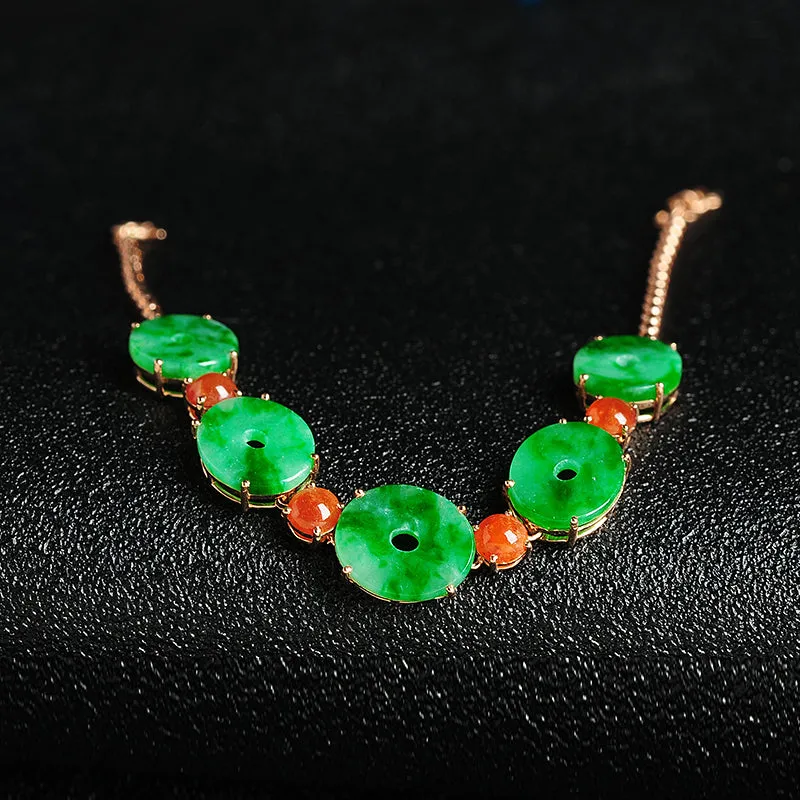 Natural Jade Bracelet Jadeite Gold Bracelet BT06