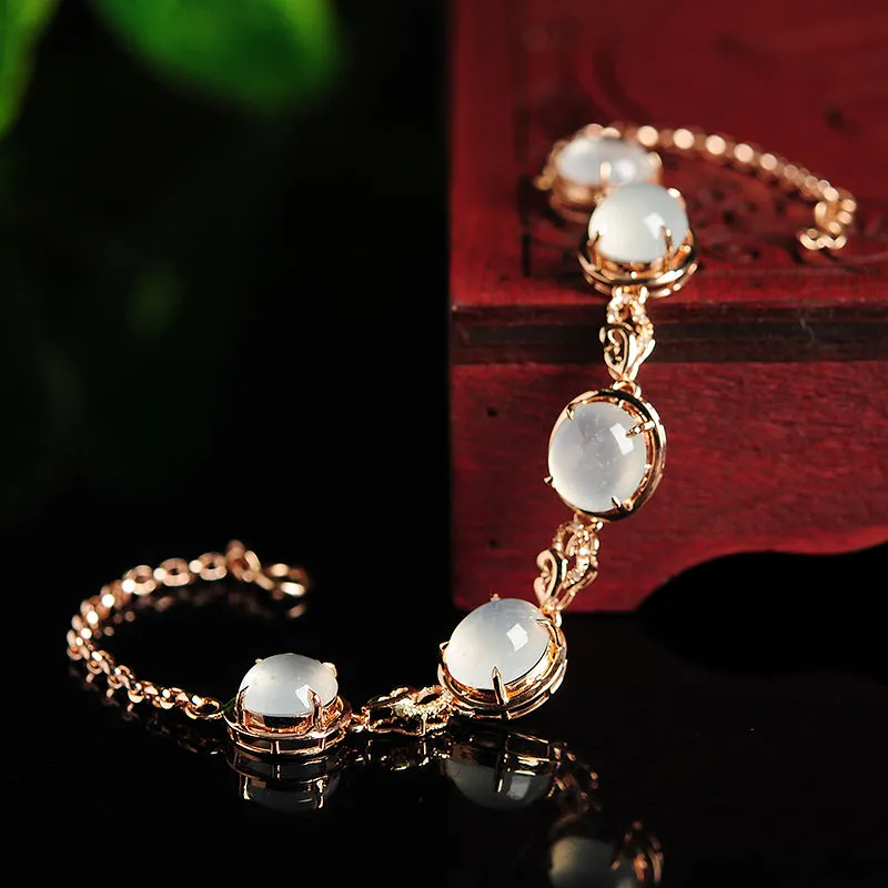 Natural Jade Bracelet Jadeite Gold Bracelet BT22