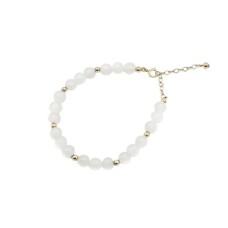 Natural Jade Bracelet Nephrite 18k Gold-Filled Bracelet NB138