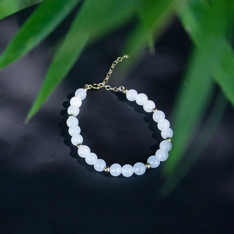 Natural Jade Bracelet Nephrite 18k Gold-Filled Bracelet NB138