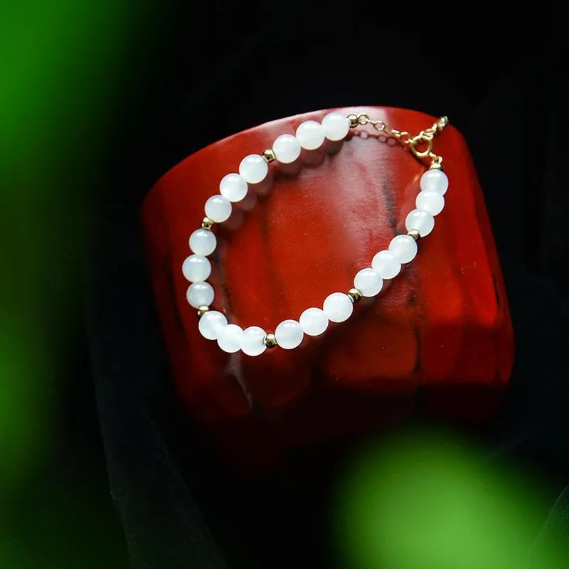 Natural Jade Bracelet Nephrite 18k Gold-Filled Bracelet NB138