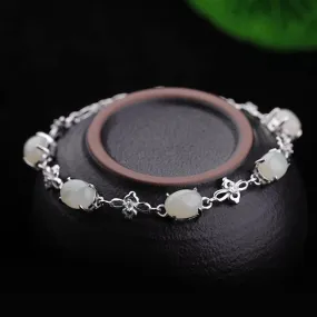 Natural Jade Bracelet Nephrite Silver Bracelet NB144