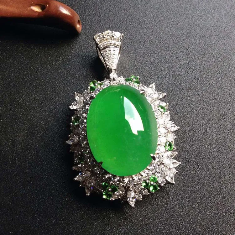 Natural Jade Pendant Jadeite Gold Pendant PT190
