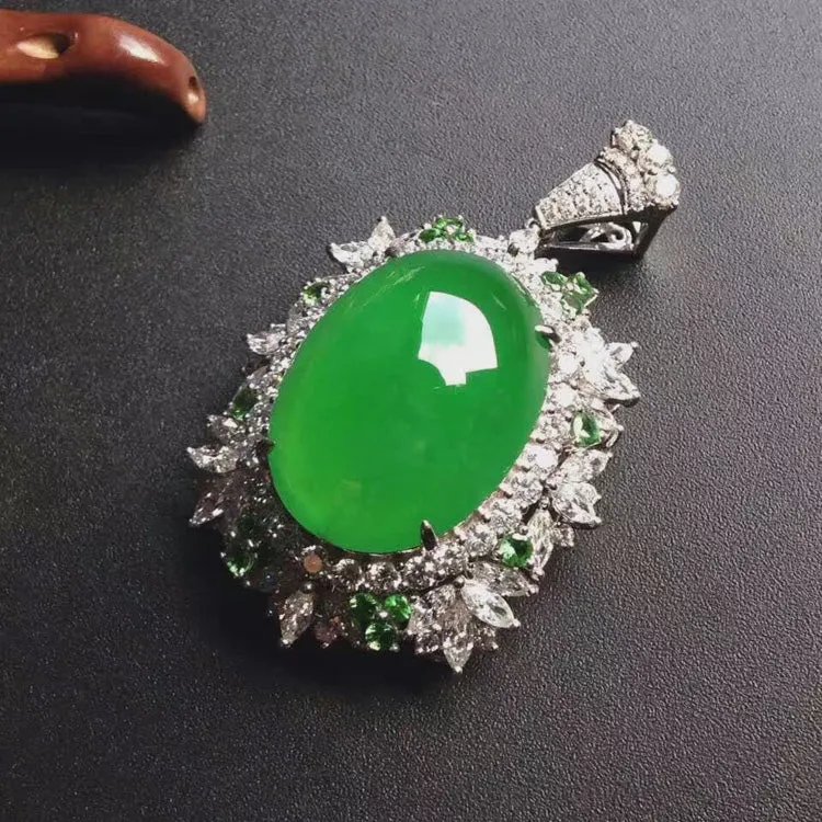 Natural Jade Pendant Jadeite Gold Pendant PT190