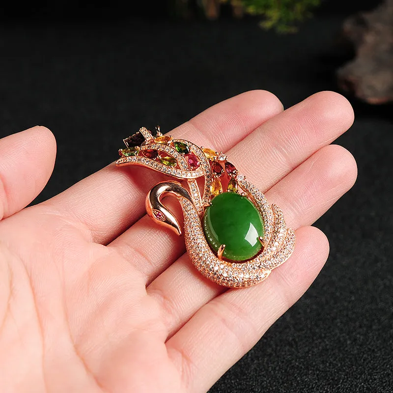 Natural Jade Pendant Nephrite Silver Pendant PT158