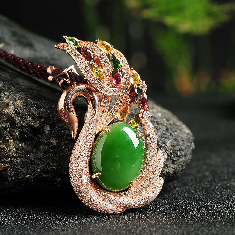 Natural Jade Pendant Nephrite Silver Pendant PT158
