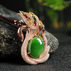 Natural Jade Pendant Nephrite Silver Pendant PT158
