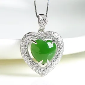 Natural Jade Pendant Nephrite Silver Pendant PT185