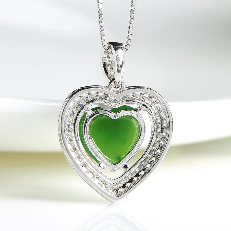 Natural Jade Pendant Nephrite Silver Pendant PT185