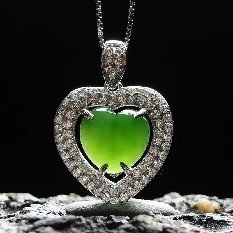 Natural Jade Pendant Nephrite Silver Pendant PT185