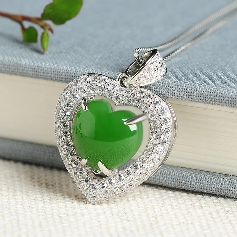Natural Jade Pendant Nephrite Silver Pendant PT185