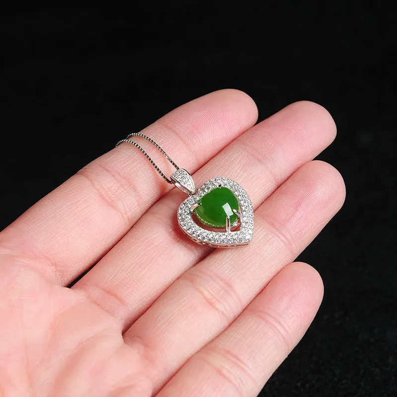 Natural Jade Pendant Nephrite Silver Pendant PT185