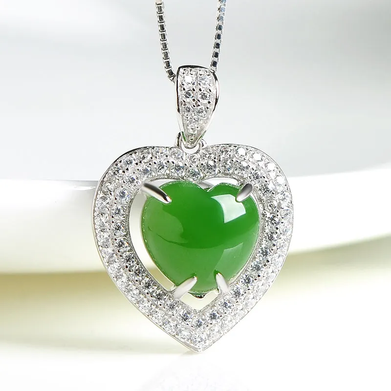 Natural Jade Pendant Nephrite Silver Pendant PT185