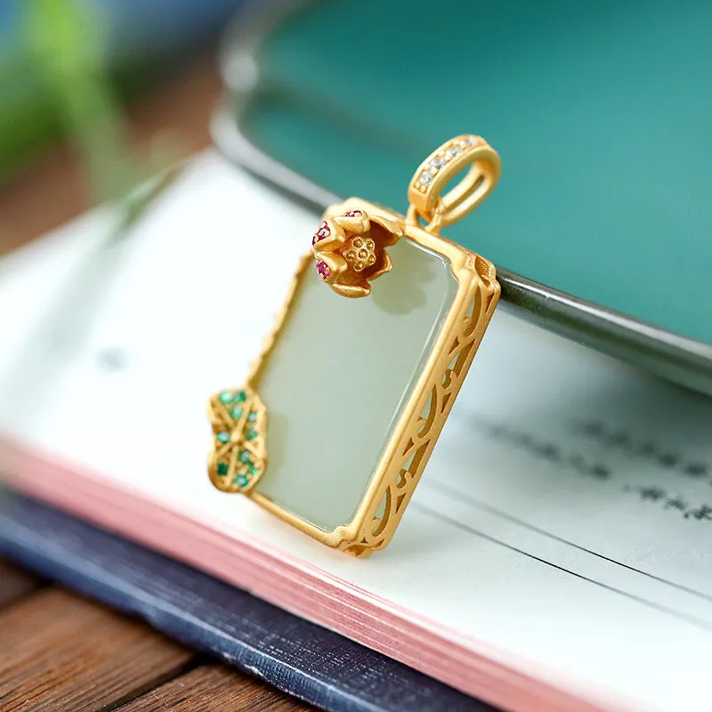 Natural Jade Pendant Nephrite Silver Pendant ZPT120