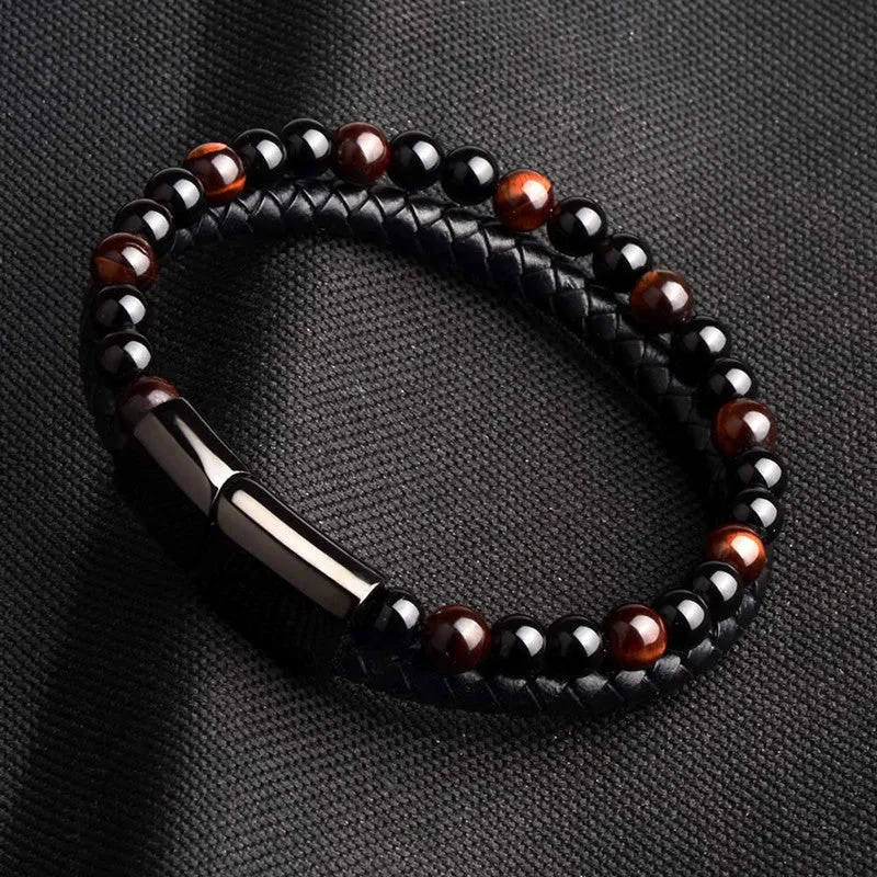Natural marnau leather bracelet high quality Geometry Alloy Gift Plating Durable