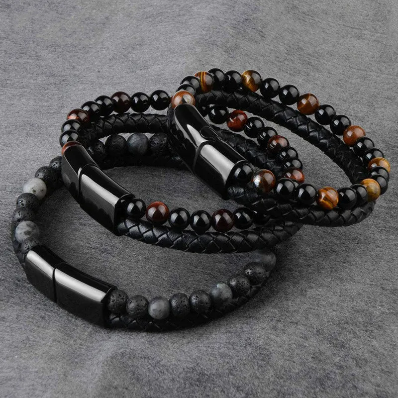 Natural marnau leather bracelet high quality Geometry Alloy Gift Plating Durable