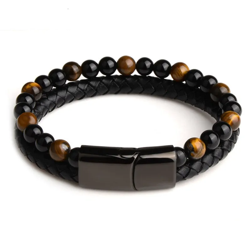 Natural marnau leather bracelet high quality Geometry Alloy Gift Plating Durable