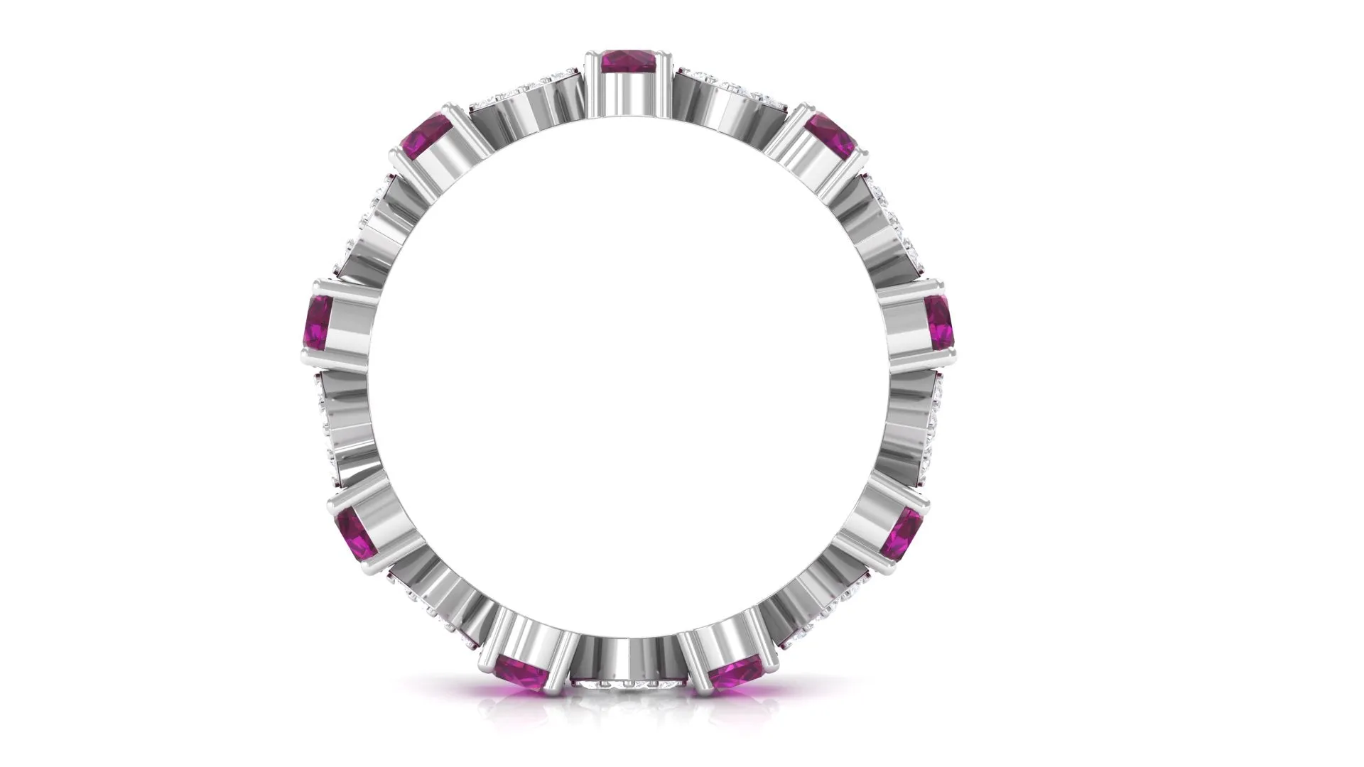 Natural Rhodolite and Diamond Eternity Band Ring
