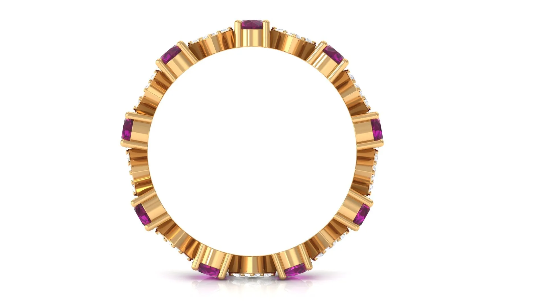 Natural Rhodolite and Diamond Eternity Band Ring