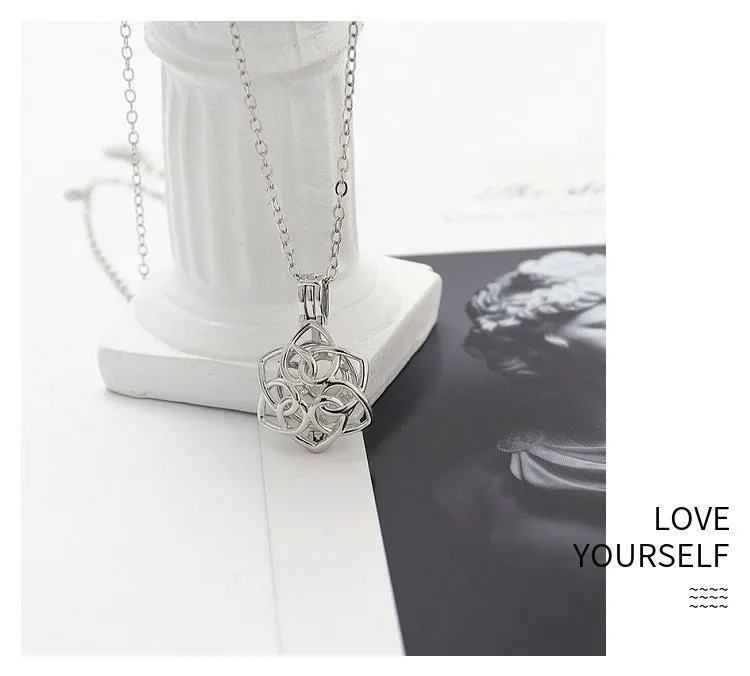 Necklace Pendant Blank Setting Flower Charm 14x21mm Sterling Silver Fine 925 For One Bead No Prong DIY Jewelry Finding Wholesale 1pc