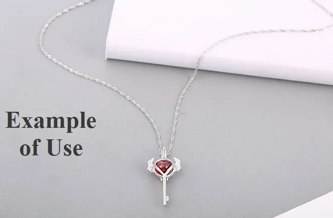 Necklace Pendant Blank Setting Key Charm 17x34mm Sterling Silver Fine 925 For One Bead No Prong DIY Jewelry Finding Wholesale 1pc