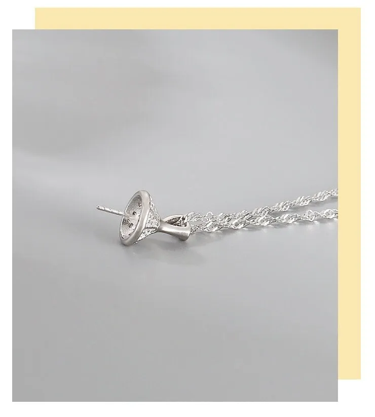 Necklace Pendant Setting Blank 12mm 1pc 1.1g 925 Sterling Silver Flower Shape Base for 1 Pearl Bead CZ Semi Mount Wholesale Available