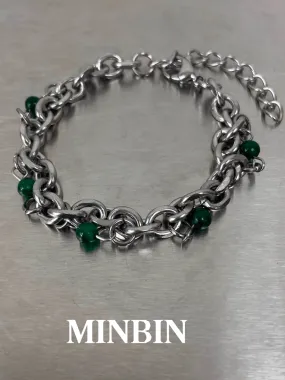 New Chinese style national style jade green bead bracelet NA740