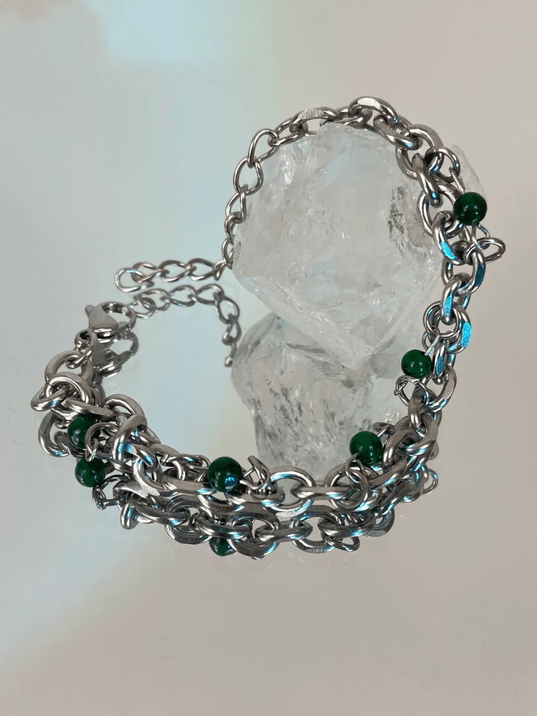 New Chinese style national style jade green bead bracelet NA740