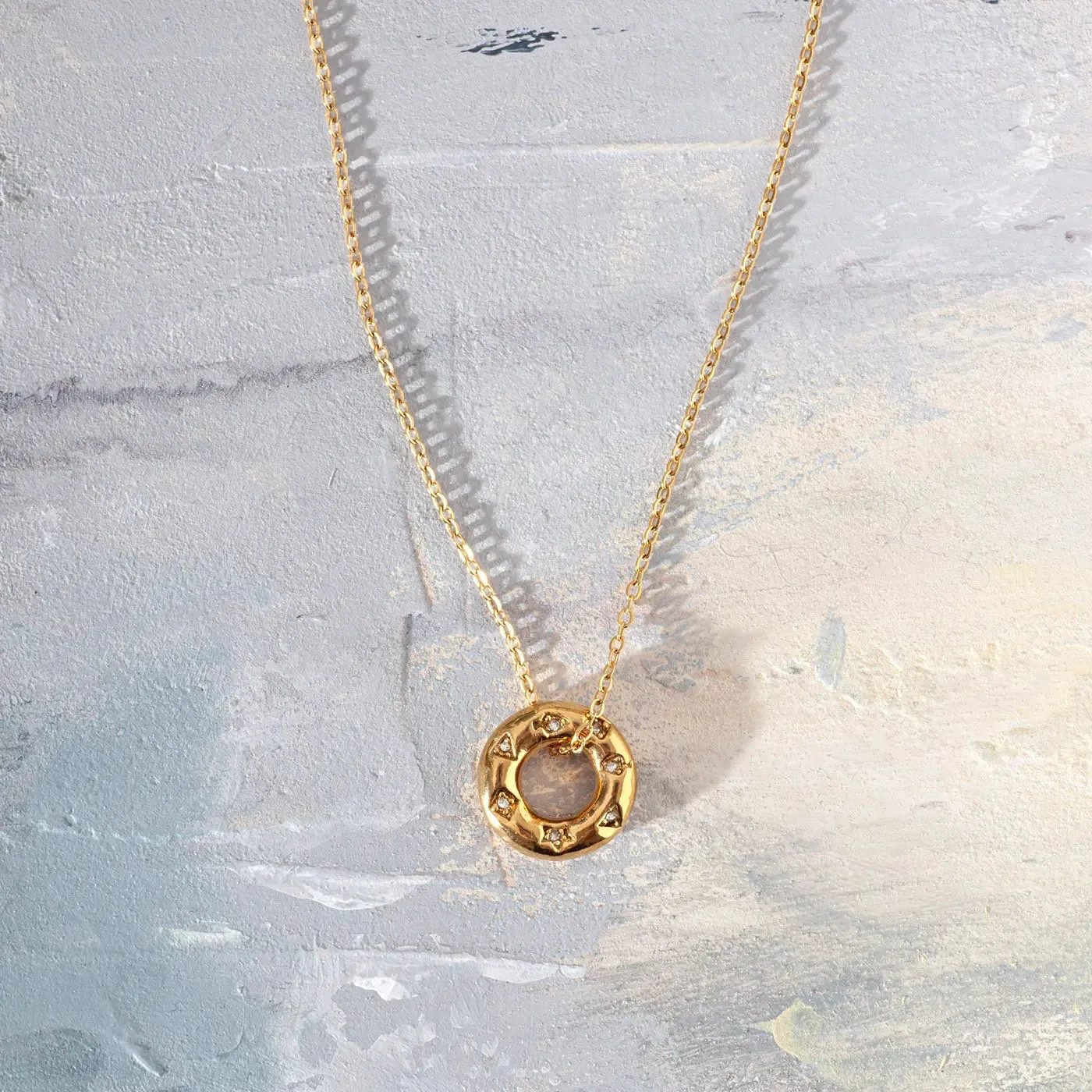 Odelia - Crystal Donut Necklace Stainless Steel