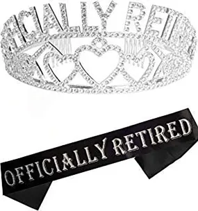 Officially Retired Retirement Party Set Silver, Officially Retired TiaraCrown