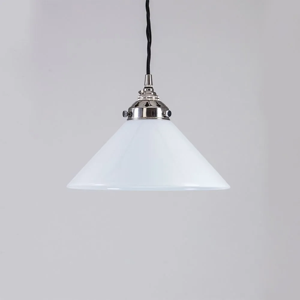 Old School Electric B22 Conical Opal Glass Pendant Light