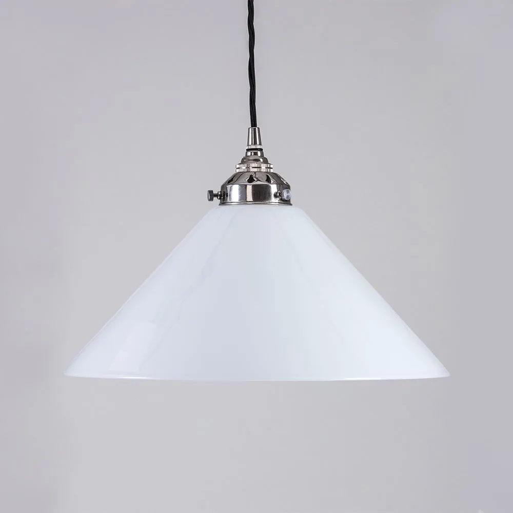 Old School Electric B22 Conical Opal Glass Pendant Light