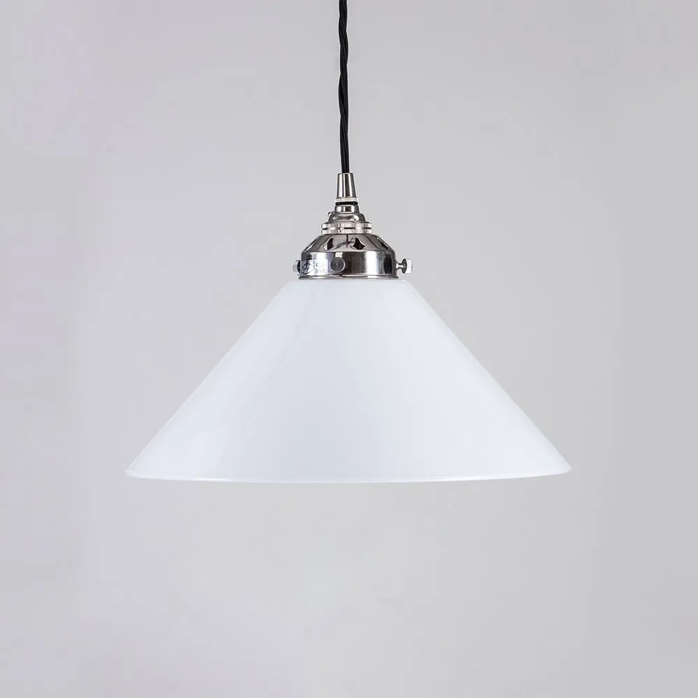 Old School Electric B22 Conical Opal Glass Pendant Light