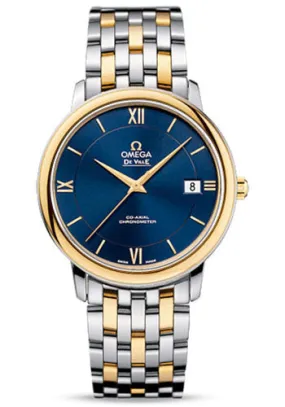 Omega De Ville Prestige Co-Axial Watch - 36.8 mm Steel And Yellow Gold Case - Blue Dial - 424.20.37.20.03.001