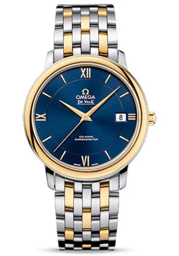 Omega De Ville Prestige Co-Axial Watch - 36.8 mm Steel And Yellow Gold Case - Blue Dial - 424.20.37.20.03.001