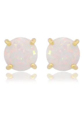 OPAL GLOW WHITE CREATED OPAL STUD EARRINGS GOLD