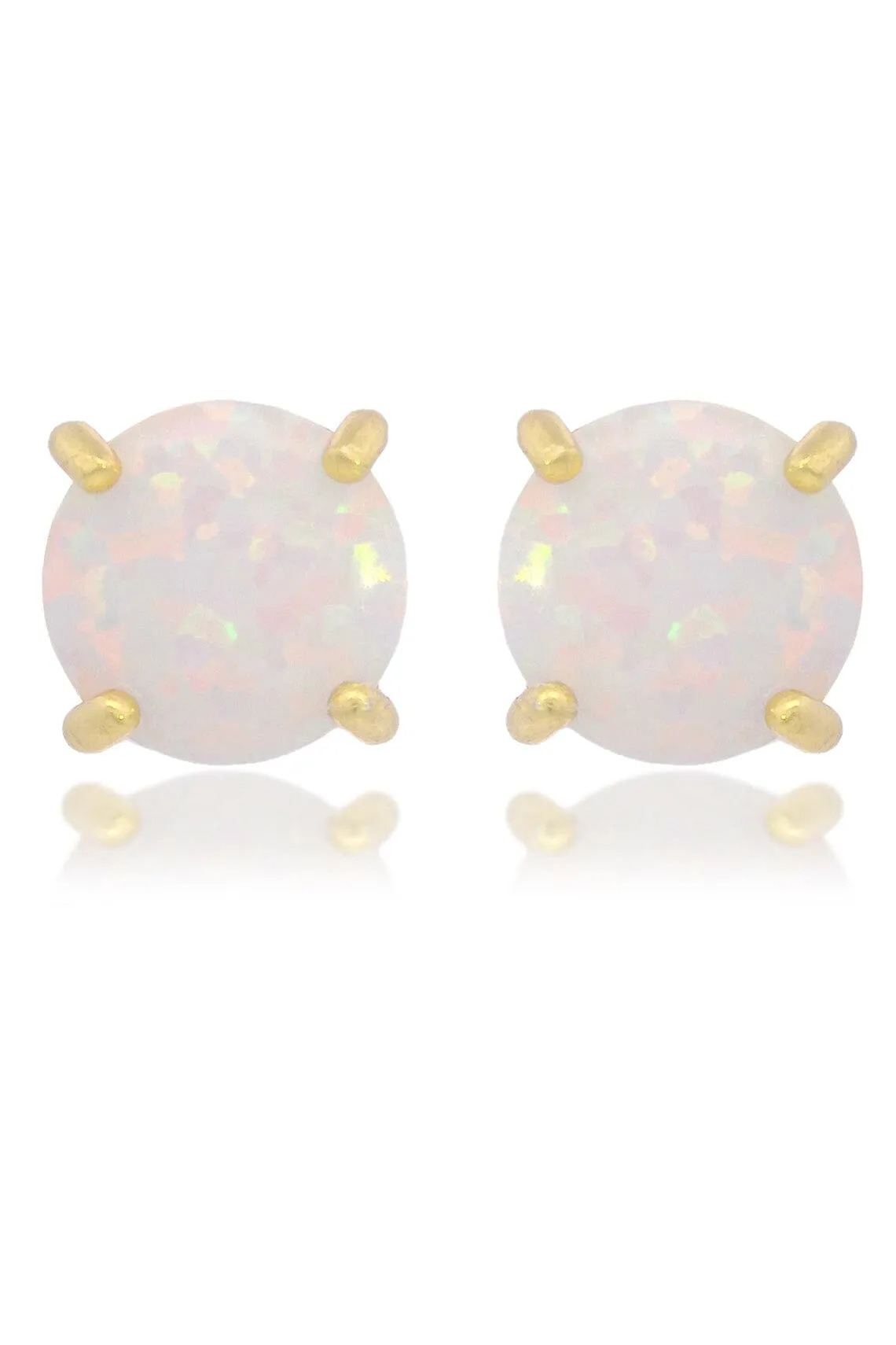 OPAL GLOW WHITE CREATED OPAL STUD EARRINGS GOLD