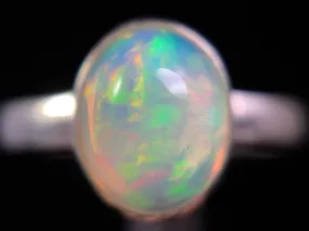 OPAL RING - Sterling Silver, Size 10 - Dainty Opal Ring, Opal Jewelry, Welo Opal, 49245