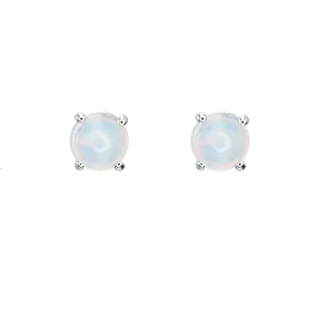 Opal Stud Earrings in 18k White Gold