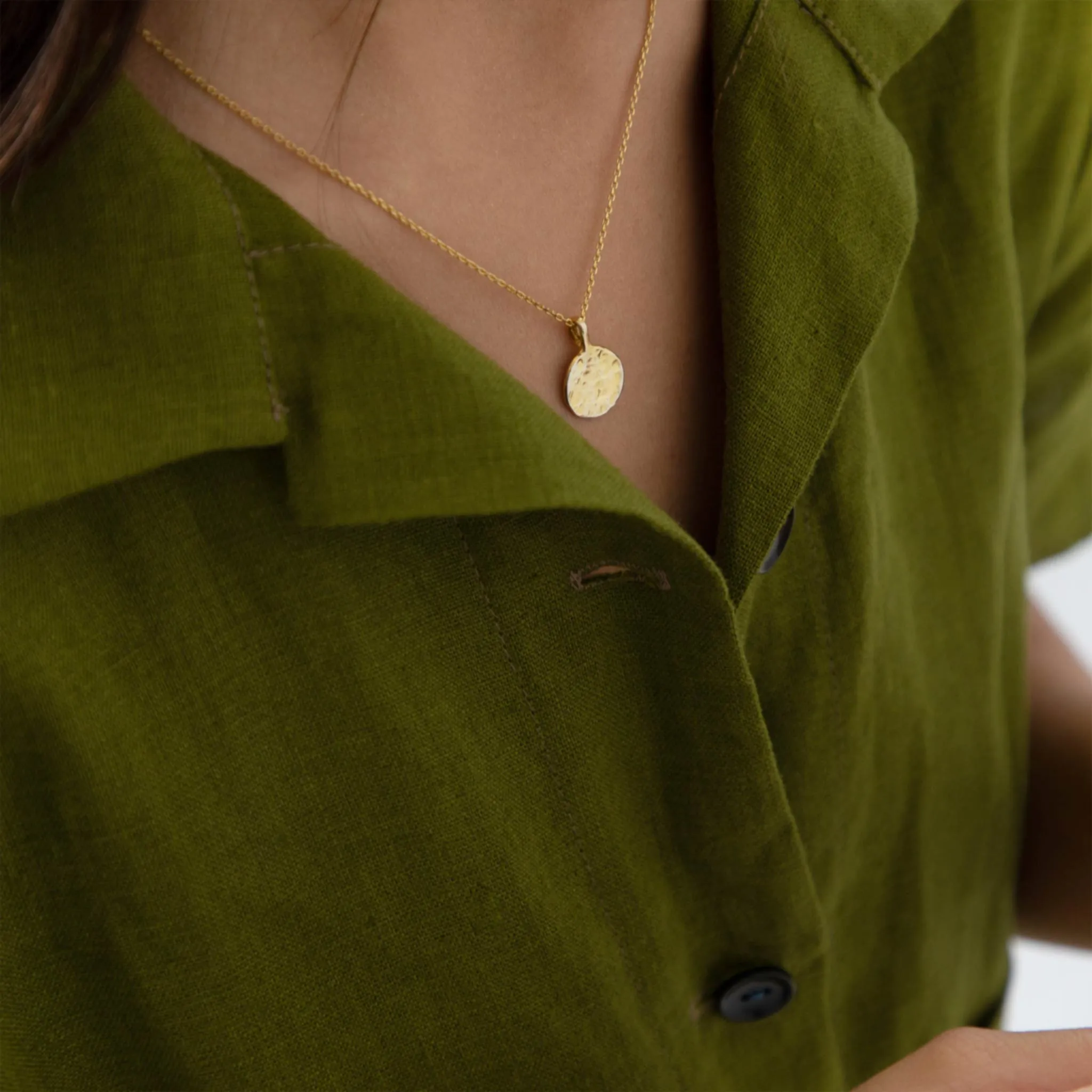 Organic Moon Pendant Necklace, Daira - Gold | By Lunar James