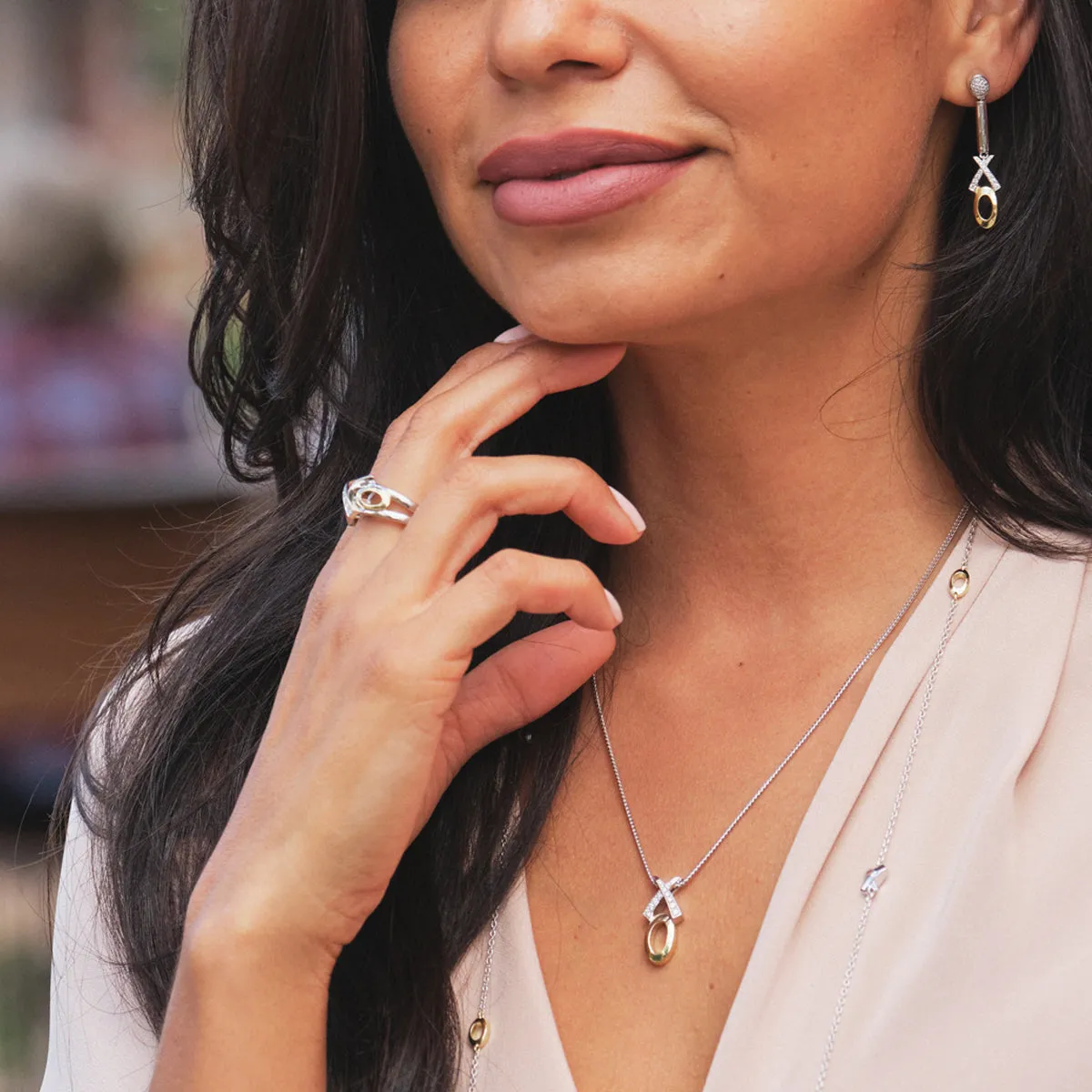 Paris X/O Diamond Pendant Necklace