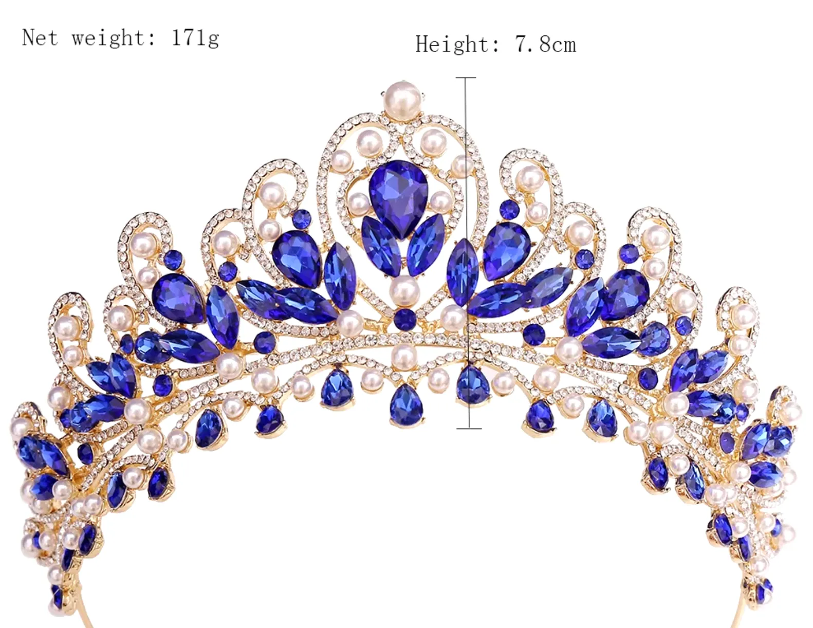 Pearl Royal Queen Crown Crystal Tiara