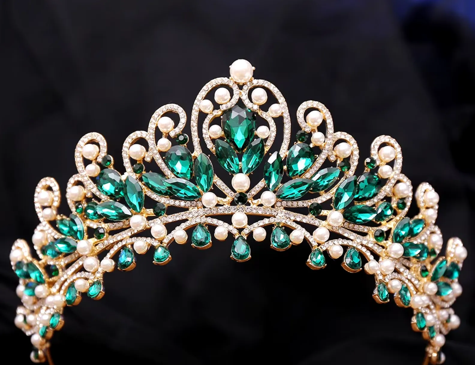 Pearl Royal Queen Crown Crystal Tiara