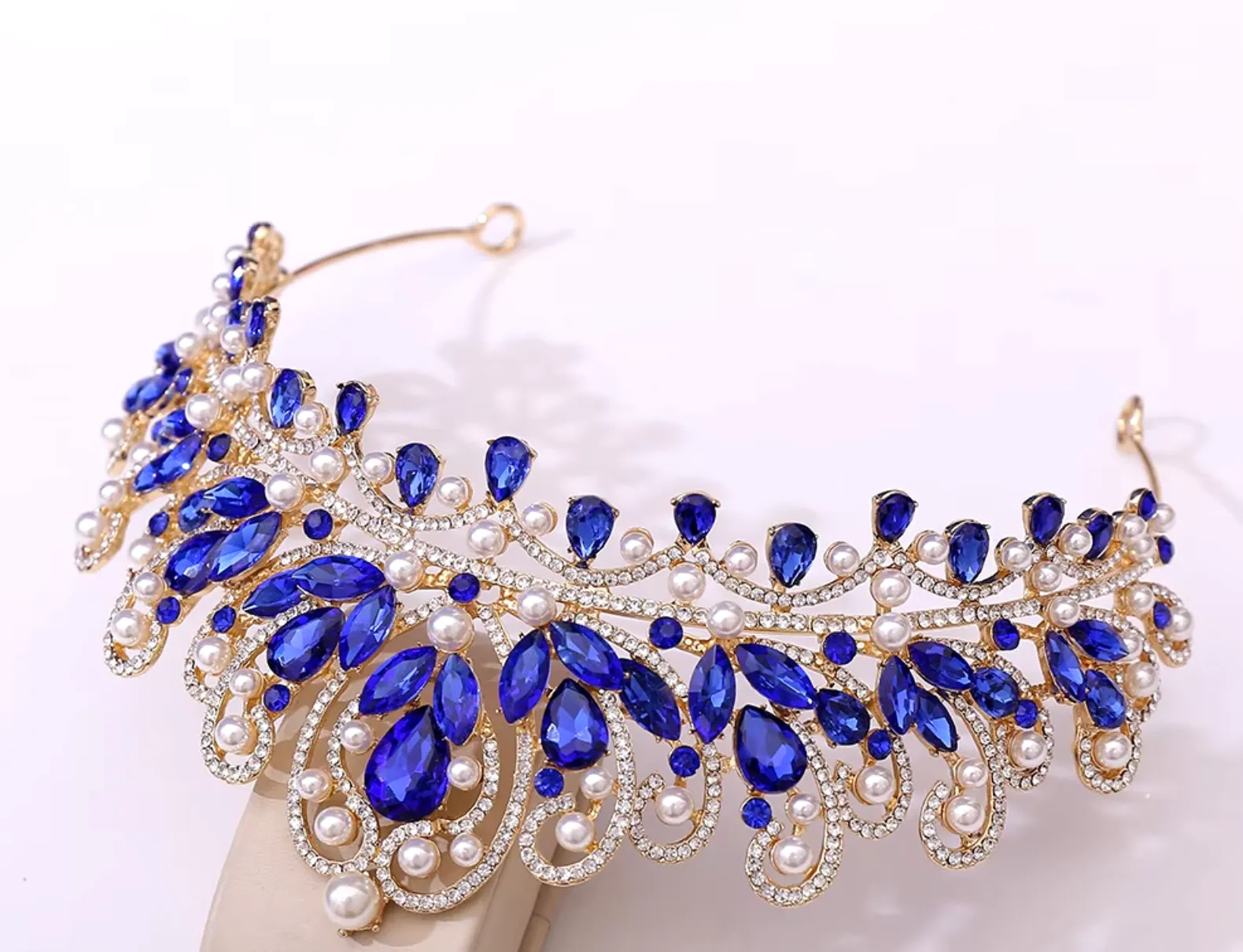 Pearl Royal Queen Crown Crystal Tiara