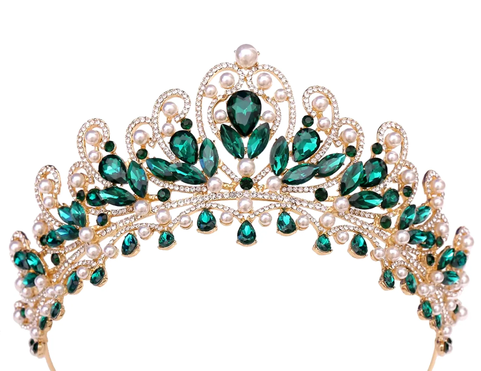Pearl Royal Queen Crown Crystal Tiara